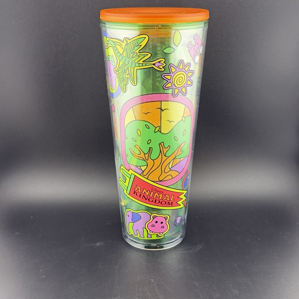 Starbucks Disney Animal Kingdom Venti Travel Tumbler Cup Acrylic 24 oz Doodles